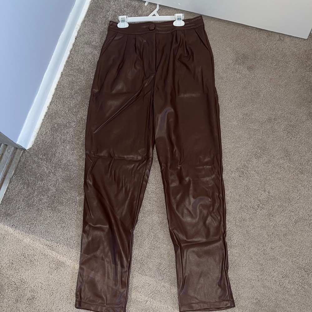 Princess Polly brown faux leather pants